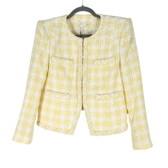 NWT Veronica Beard Bryne Jacket in Pale Yellow/White Size 10 - Picture 2 of 12